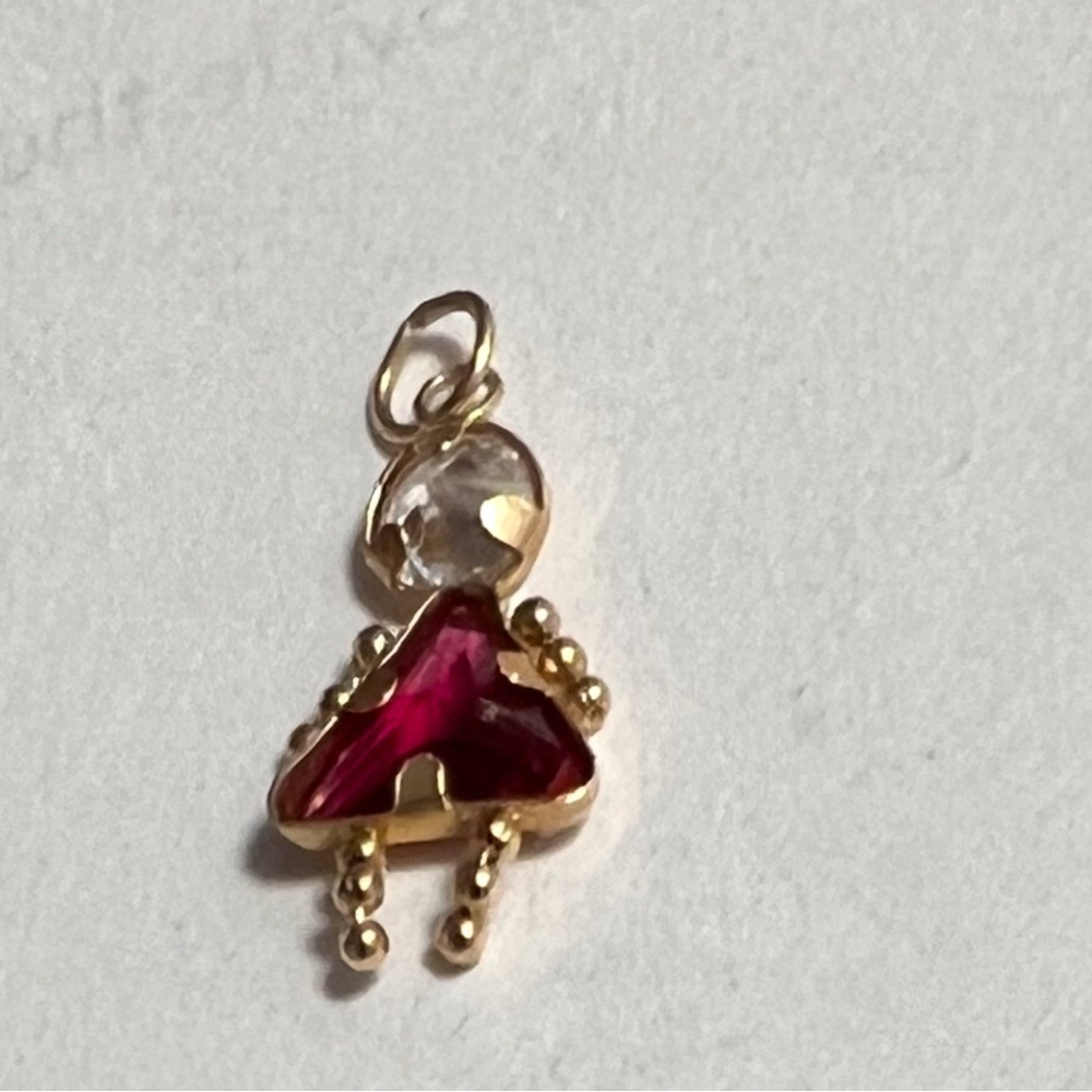 Elegant Gold and Red  January Pendant 14k gold girls charm - Picture 2 of 6